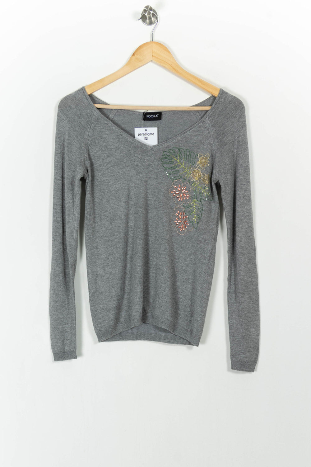 Pull Gris - Taille XS/34 de la marque Kookai | PARAD104517 - Vendu par Paradigme - Image 2