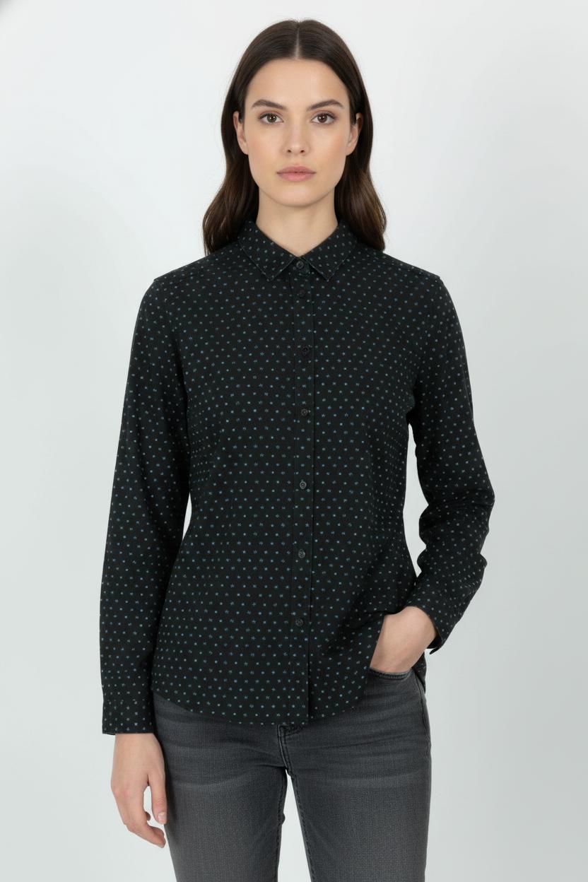 Chemise Noire à Pois Bleus - Taille XL/42 de la marque One Step | PARAD104521 - Vendu par Paradigme - Image 1