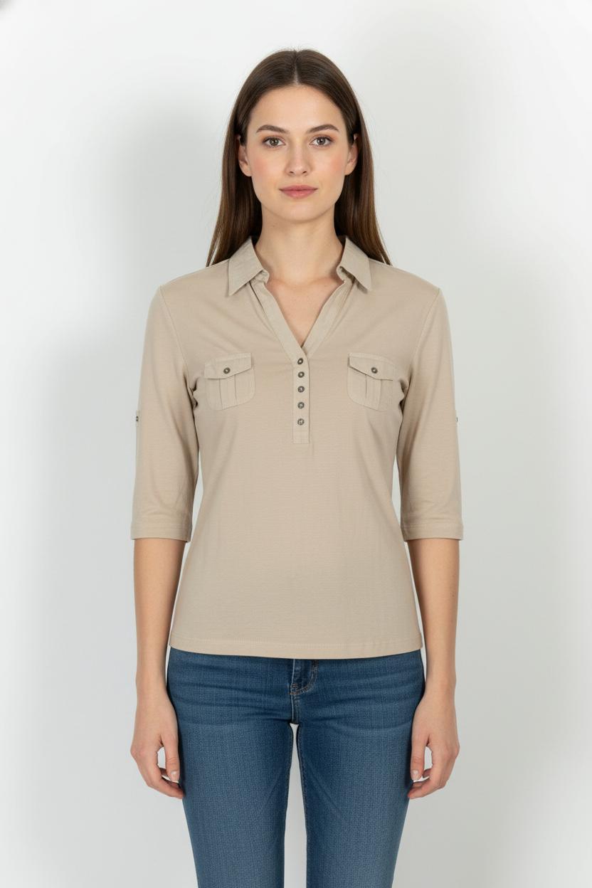 Chemise Beige - Taille M/38 de la marque Caroll | PARAD104523 - Vendu par Paradigme - Image 1