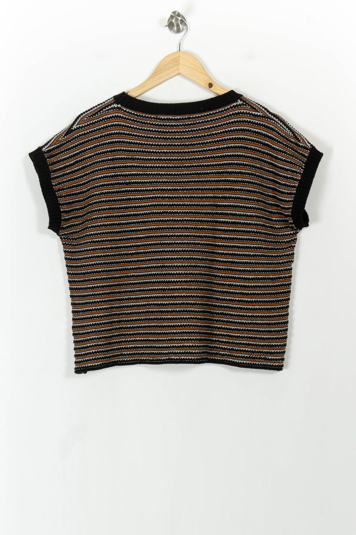 Pull Rayé Noir et Marron - Taille L/40 de la marque La Fée Maraboutée | PARAD104530 - Vendu par Paradigme - Image 4