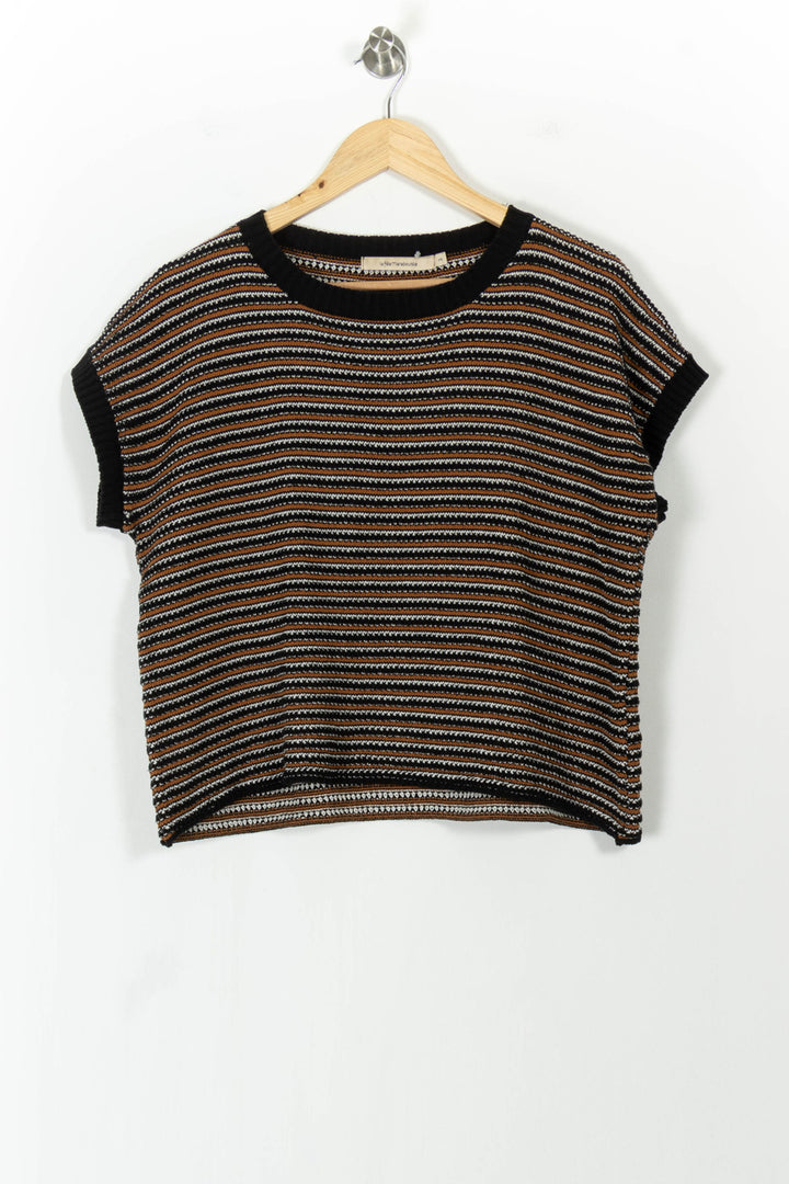 Pull Rayé Noir et Marron - Taille L/40 de la marque La Fée Maraboutée | PARAD104530 - Vendu par Paradigme - Image 2
