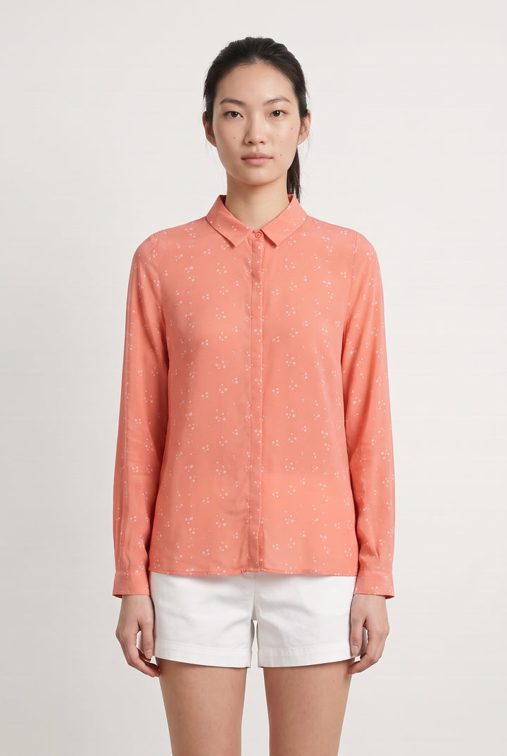 Chemise Rose à Motifs Blancs - Taille M/38 de la marque Sud express | PARAD104536 - Vendu par Paradigme - Image 1