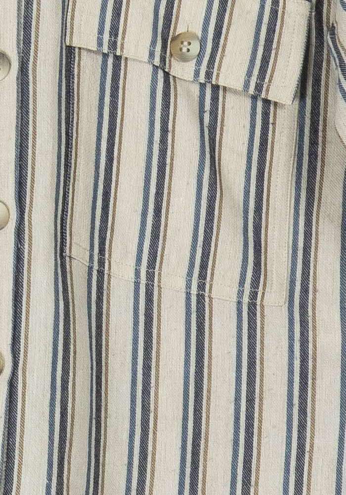 Chemise Rayée Beige et Bleu - Taille XS/34 de la marque Maison 123 | PARAD104539 - Vendu par Paradigme - Image 3