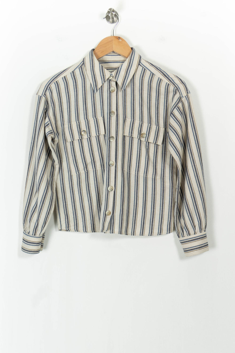 Chemise Rayée Beige et Bleu - Taille XS/34 de la marque Maison 123 | PARAD104539 - Vendu par Paradigme - Image 2