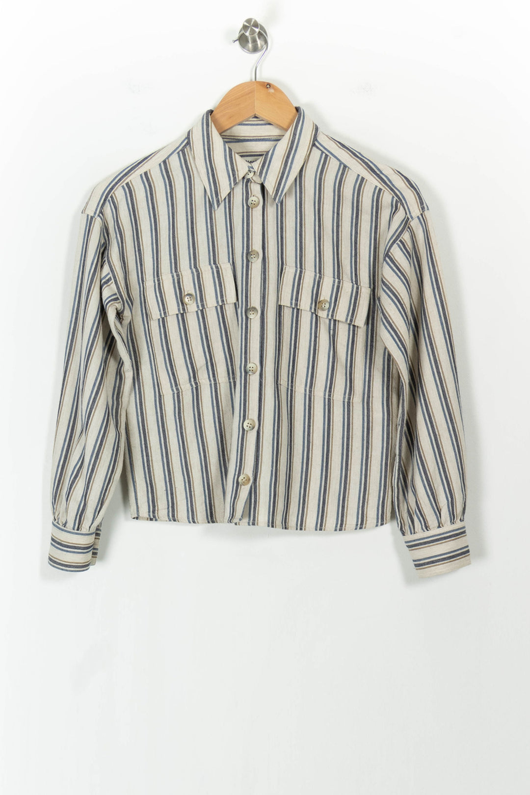 Chemise Rayée Beige et Bleu - Taille XS/34 de la marque Maison 123 | PARAD104539 - Vendu par Paradigme - Image 2