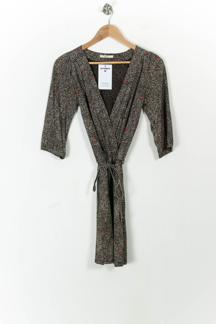 Robe Portefeuille Noire et Blanche - Taille XS/34 de la marque Sessùn | PARAD104543 - Vendu par Paradigme - Image 2