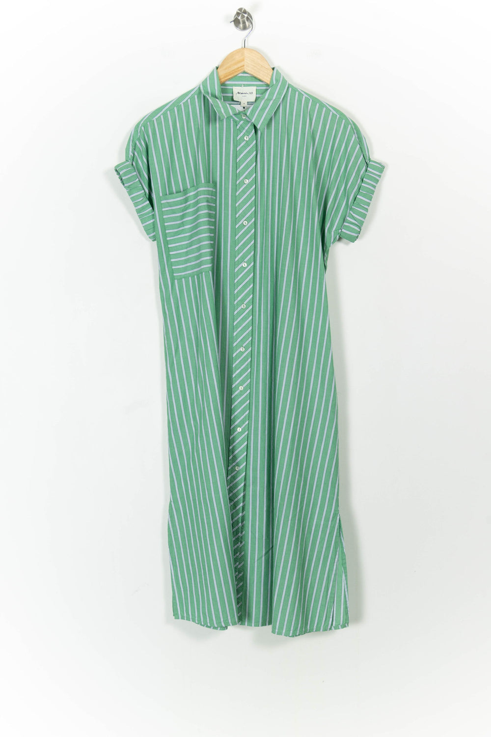 Robe chemise verte et blanche - Taille XS/34 de la marque Maison 123 | PARAD104565 - Vendu par Paradigme - Image 2