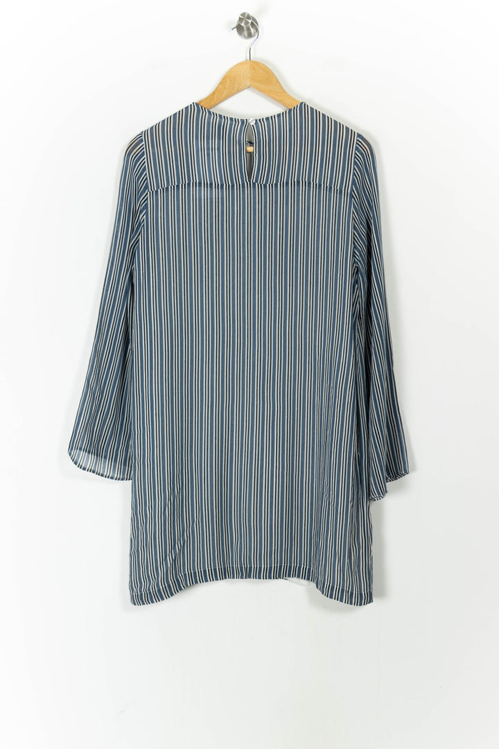 Robe Midi Bleue et Blanche - Taille M/38 de la marque Ganni | PARAD104576 - Vendu par Paradigme - Image 4