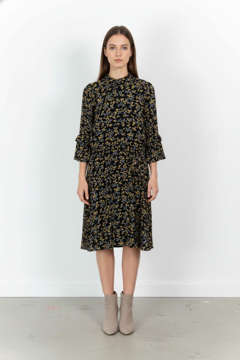 Robe Midi Noire et Jaune - Taille XS/34 de la marque Ganni | PARAD104577 - Vendu par Paradigme - Image 1