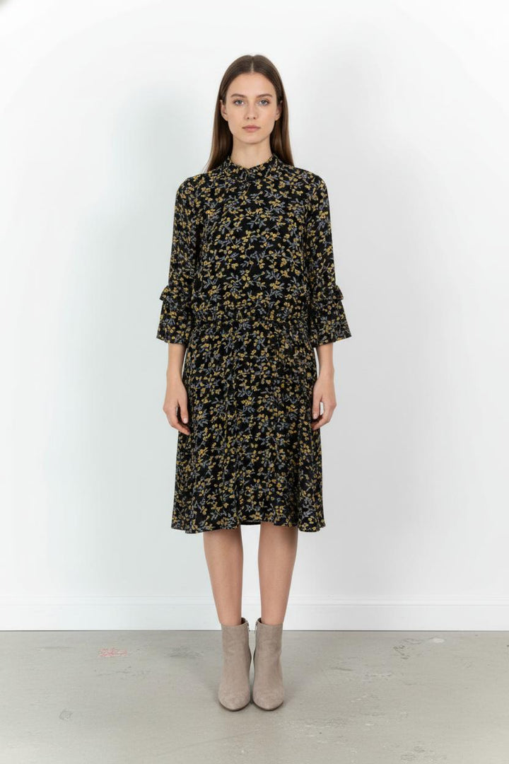 Robe Midi Noire et Jaune - Taille XS/34 de la marque Ganni | PARAD104577 - Vendu par Paradigme - Image 1