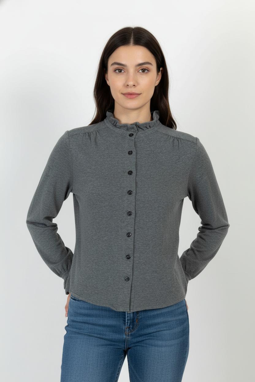 Blouse Grise - Taille M/38 de la marque Claudie Pierlot | PARAD104594 - Vendu par Paradigme - Image 1