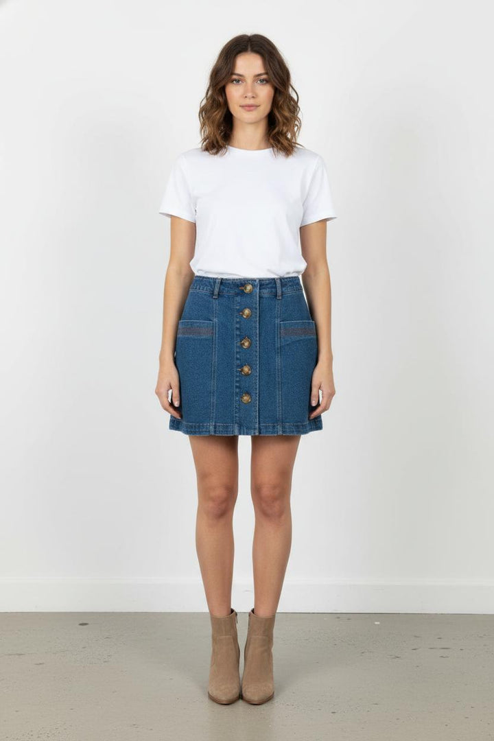 Jupe en Jean Bleue - Taille XS/34 de la marque Sézane | PARAD104595 - Vendu par Paradigme - Image 1