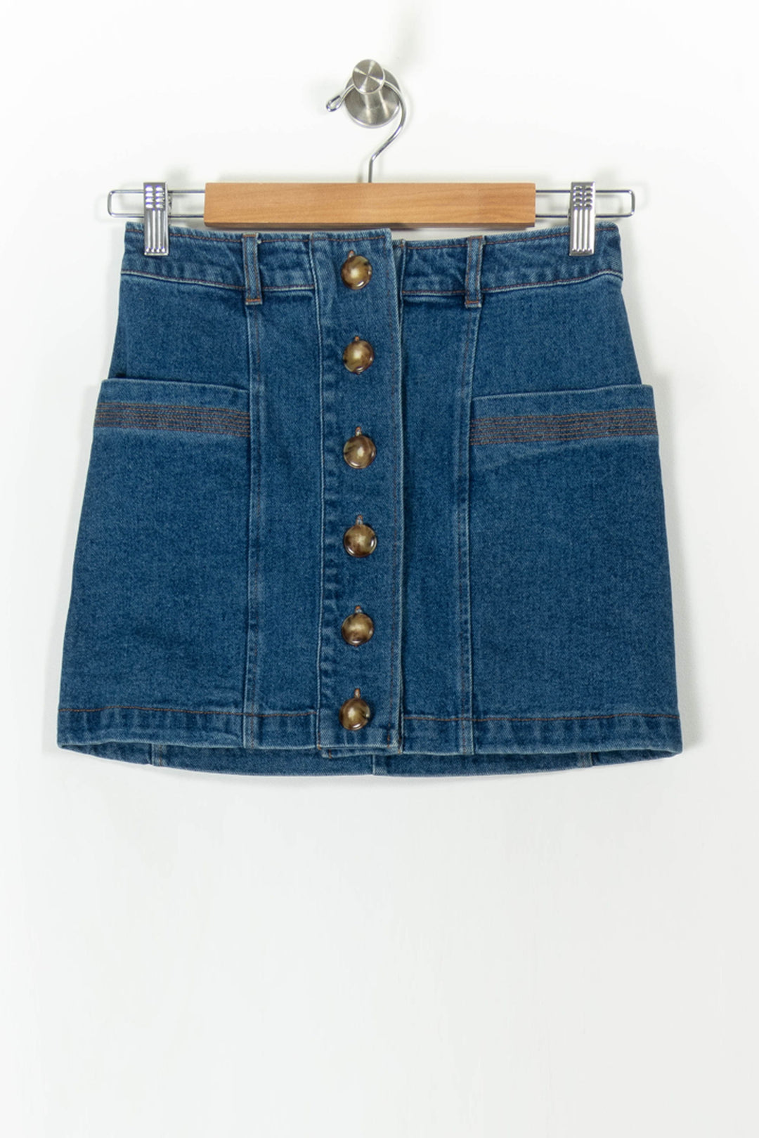 Jupe en Jean Bleue - Taille XS/34 de la marque Sézane | PARAD104595 - Vendu par Paradigme - Image 2
