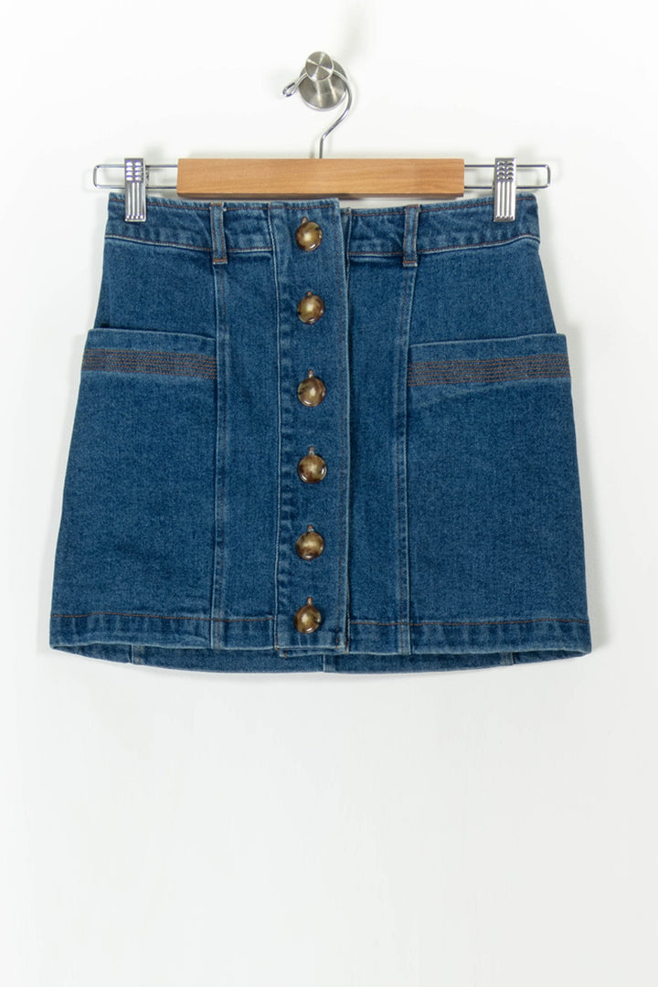 Jupe en Jean Bleue - Taille XS/34 de la marque Sézane | PARAD104595 - Vendu par Paradigme - Image 2