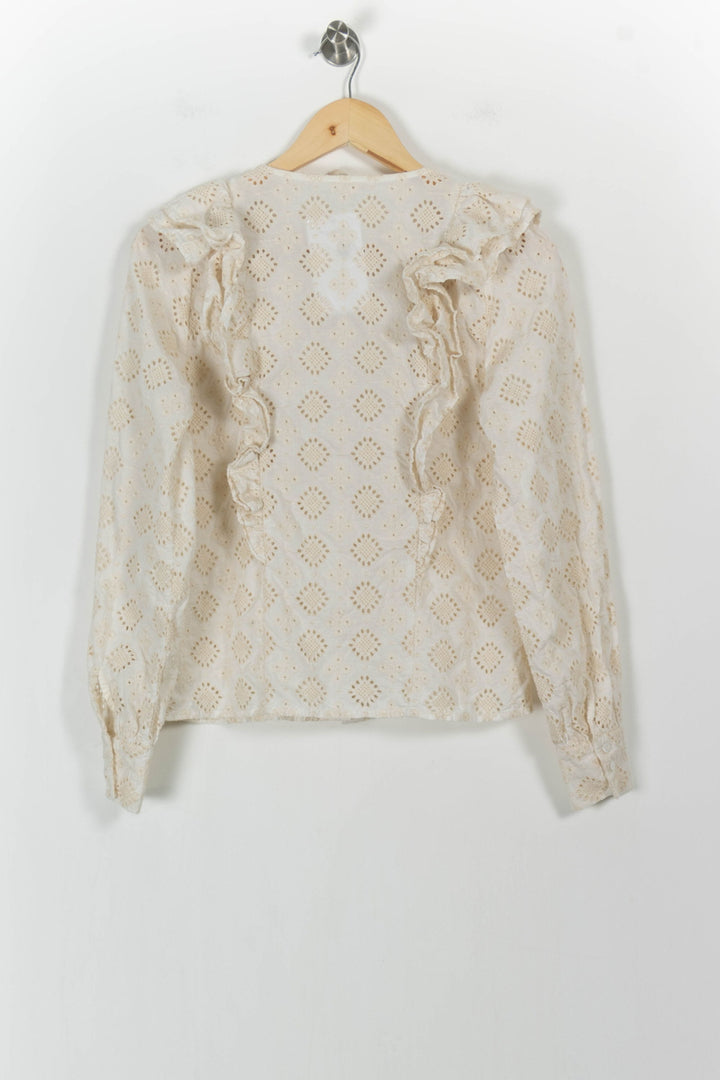 Blouse Brodée Beige - Taille XS/34 de la marque Sézane | PARAD104596 - Vendu par Paradigme - Image 4
