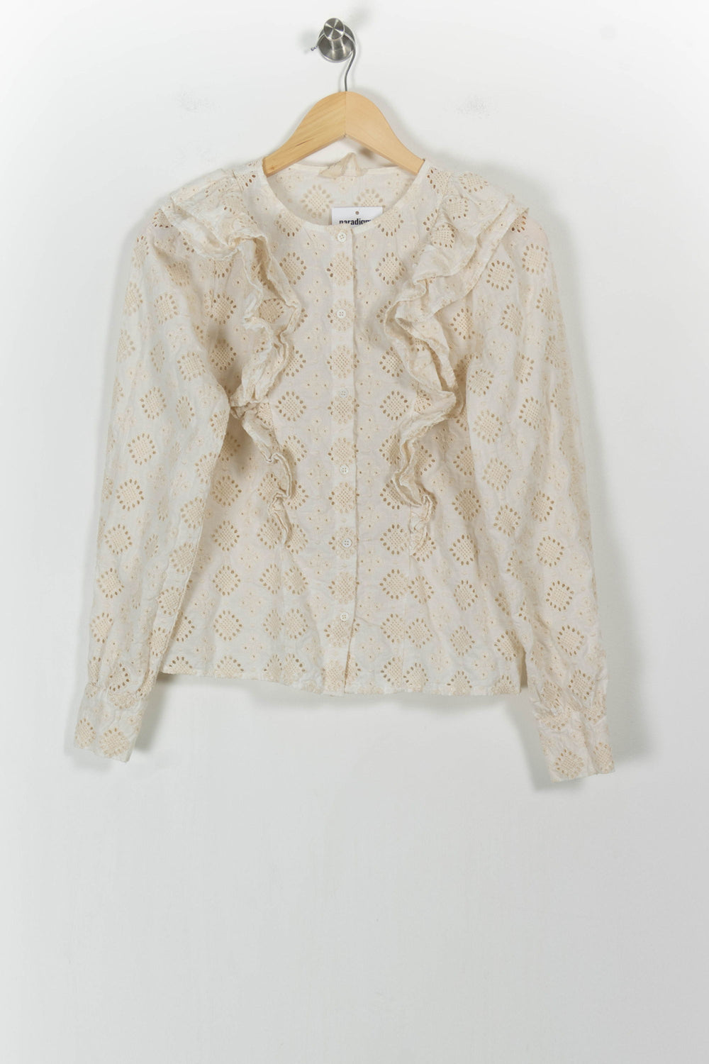 Blouse Brodée Beige - Taille XS/34 de la marque Sézane | PARAD104596 - Vendu par Paradigme - Image 2