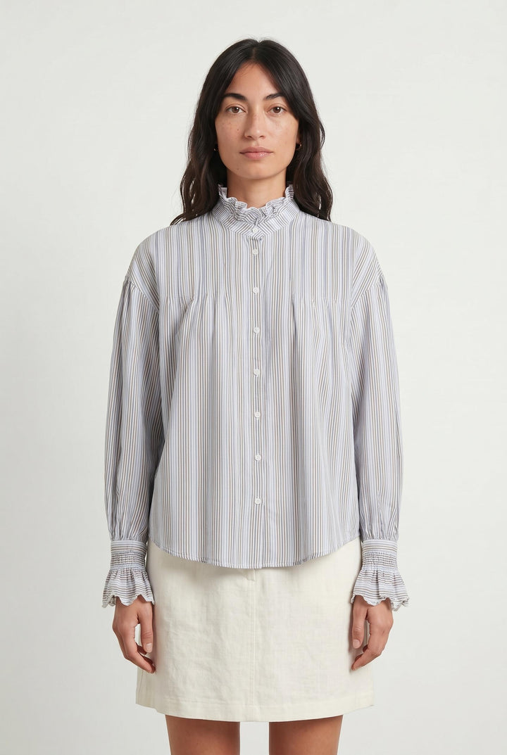 Blouse Rayée Bleu et Blanc - Taille M/38 de la marque Claudie Pierlot | PARAD104598 - Vendu par Paradigme - Image 1