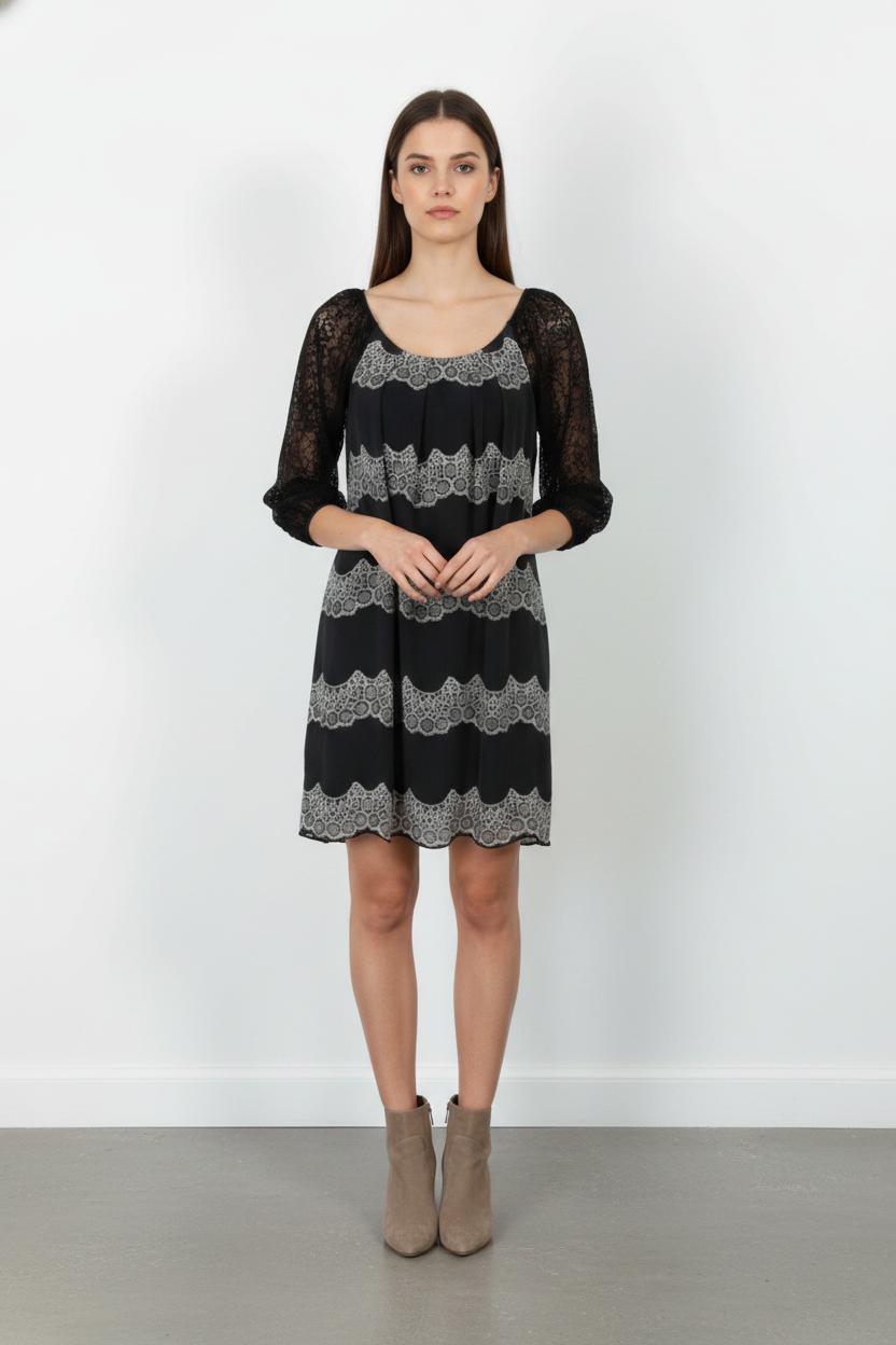 Robe Midi Noire et Grise - Taille S/36 de la marque Derhy | PARAD104608 - Vendu par Paradigme - Image 1