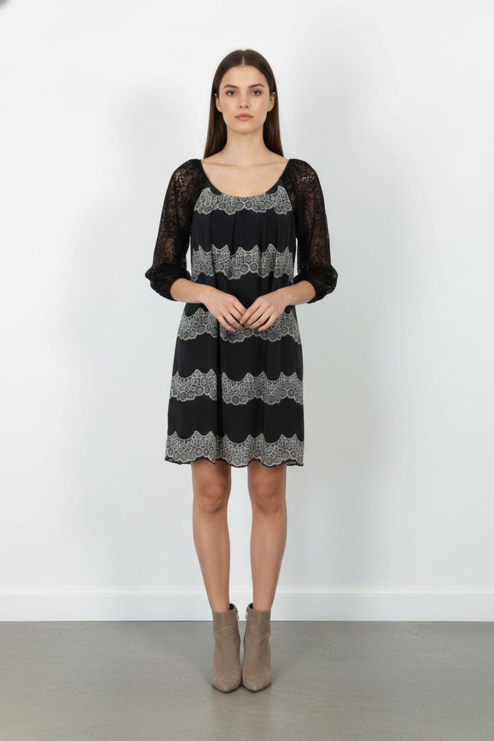 Robe Midi Noire et Grise - Taille S/36 de la marque Derhy | PARAD104608 - Vendu par Paradigme - Image 1