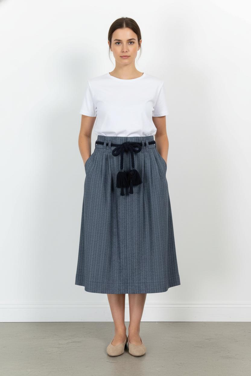 Jupe Midi Bleue - Taille L/40 de la marque Sessùn | PARAD104625 - Vendu par Paradigme - Image 1