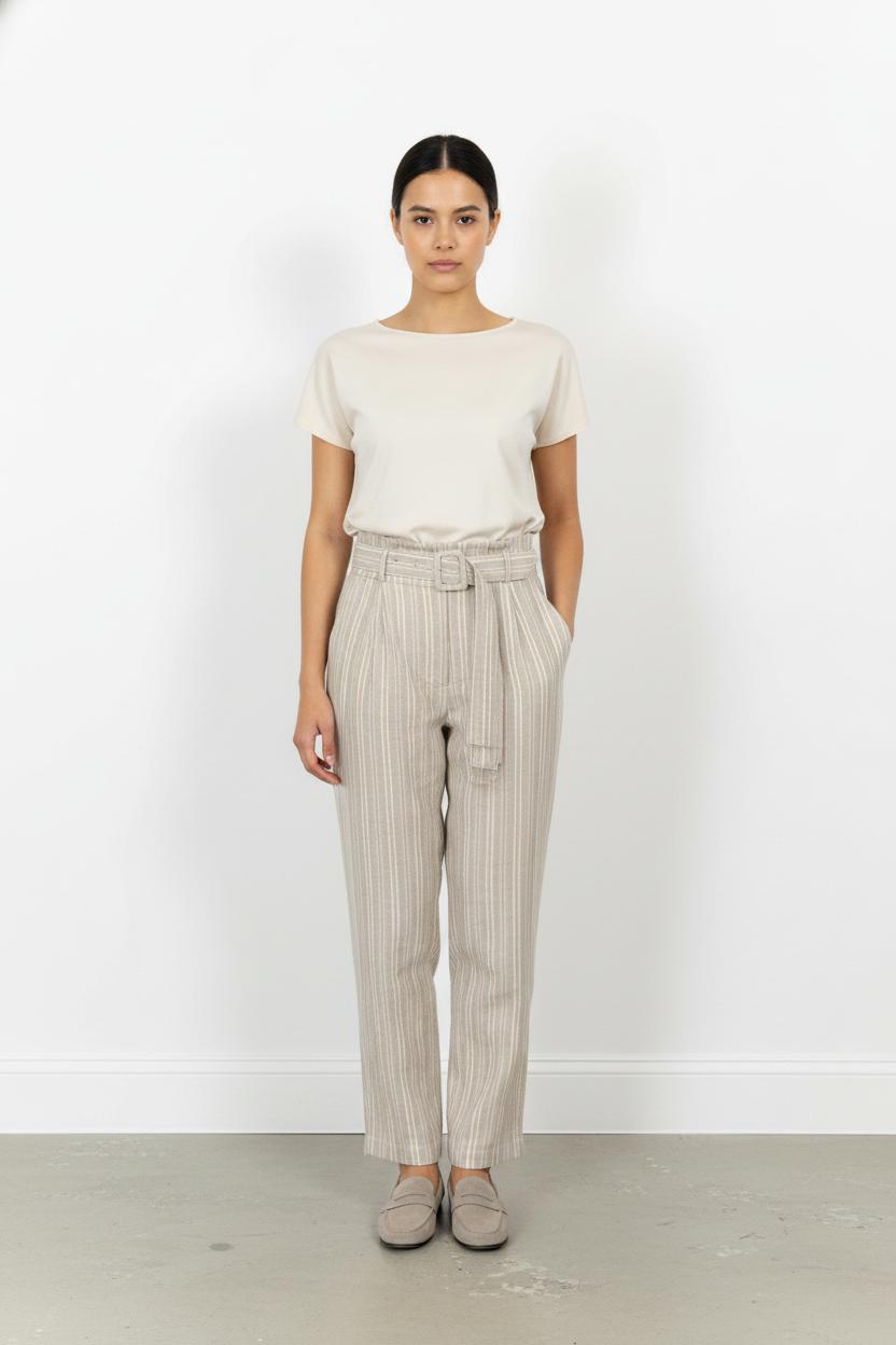 Pantalon Rayé Beige et Blanc - Taille S/36 de la marque Karl Marc John | PARAD104636 - Vendu par Paradigme - Image 1