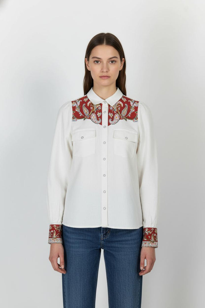 Chemise Blanche et Rouge - Taille XS/34 de la marque Sézane | PARAD104655 - Vendu par Paradigme - Image 1