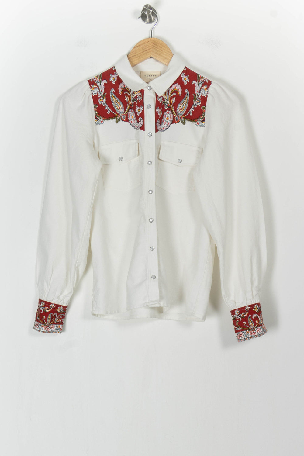 Chemise Blanche et Rouge - Taille XS/34 de la marque Sézane | PARAD104655 - Vendu par Paradigme - Image 2
