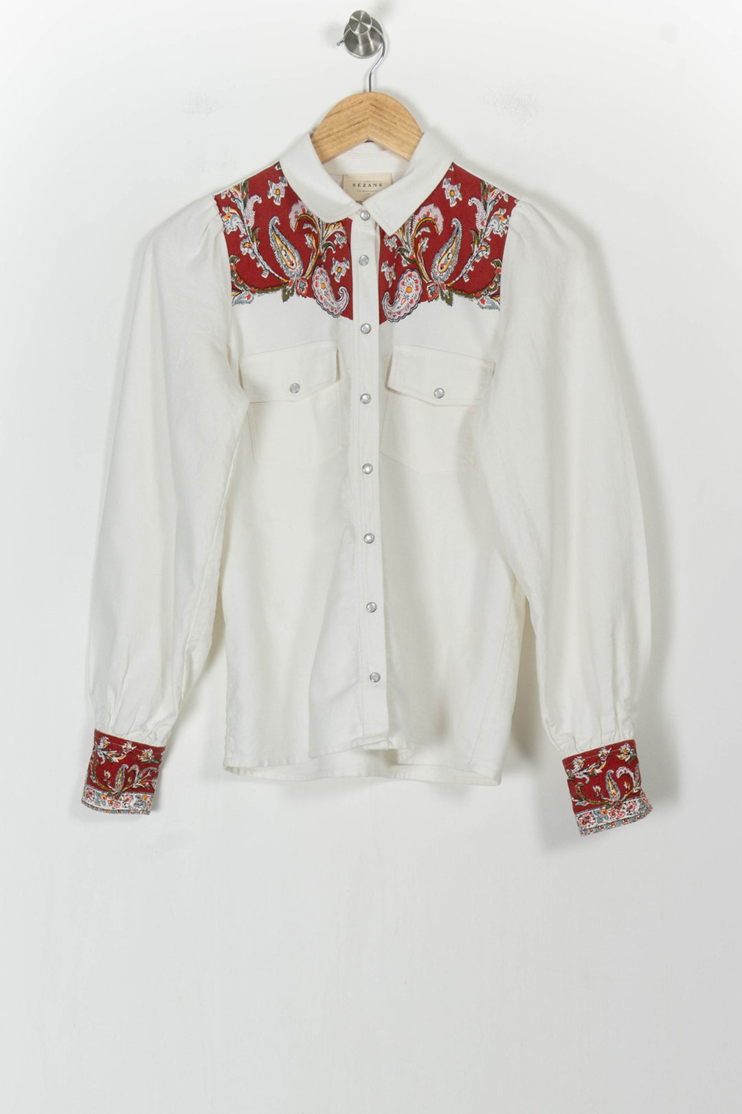 Chemise Blanche et Rouge - Taille XS/34 de la marque Sézane | PARAD104655 - Vendu par Paradigme - Image 2