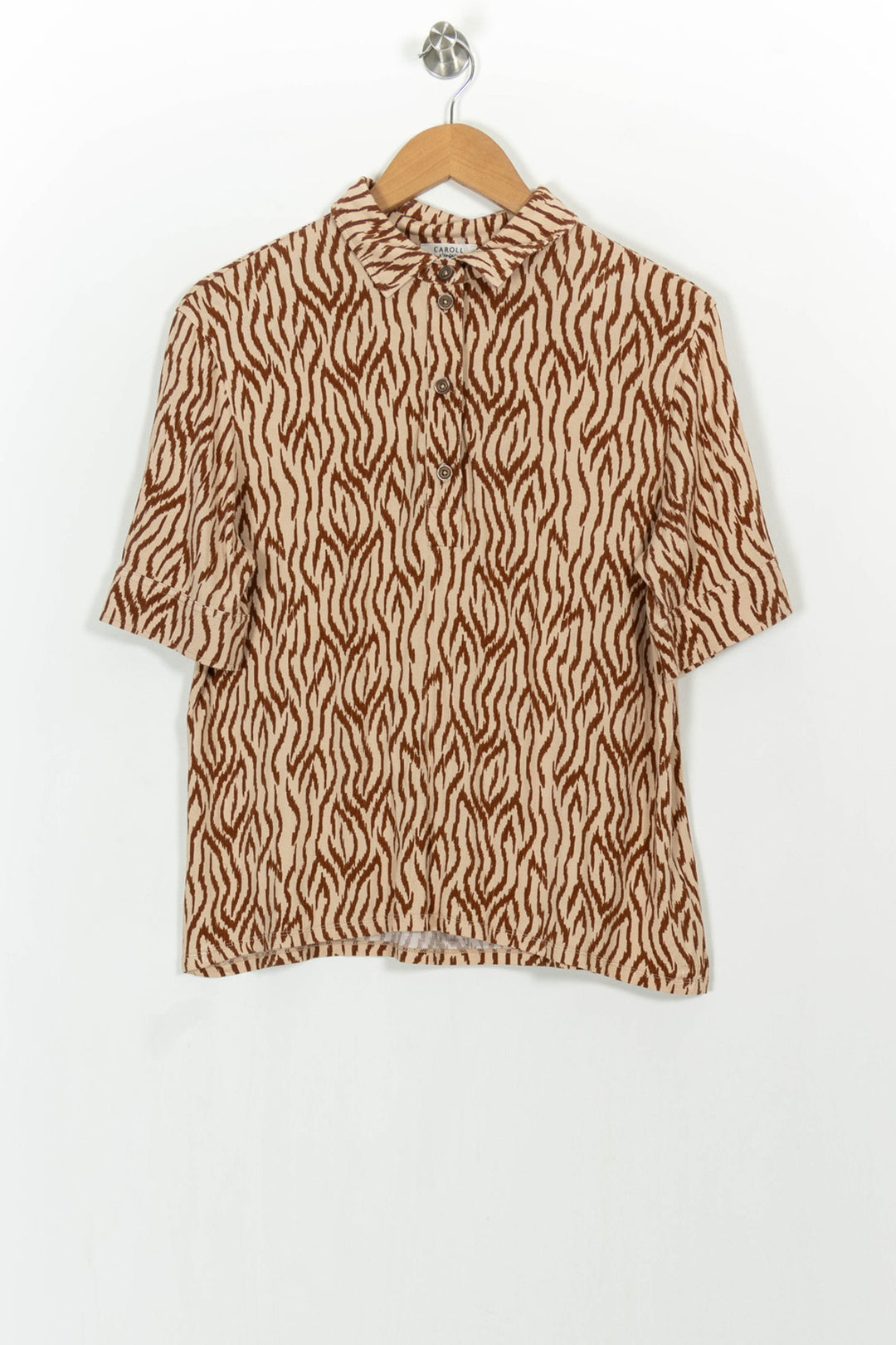 Chemise Marron et Beige - Taille M/38 de la marque Caroll | PARAD104681 - Vendu par Paradigme - Image 2