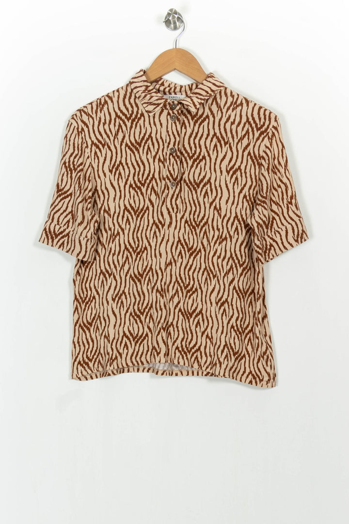 Chemise Marron et Beige - Taille M/38 de la marque Caroll | PARAD104681 - Vendu par Paradigme - Image 2
