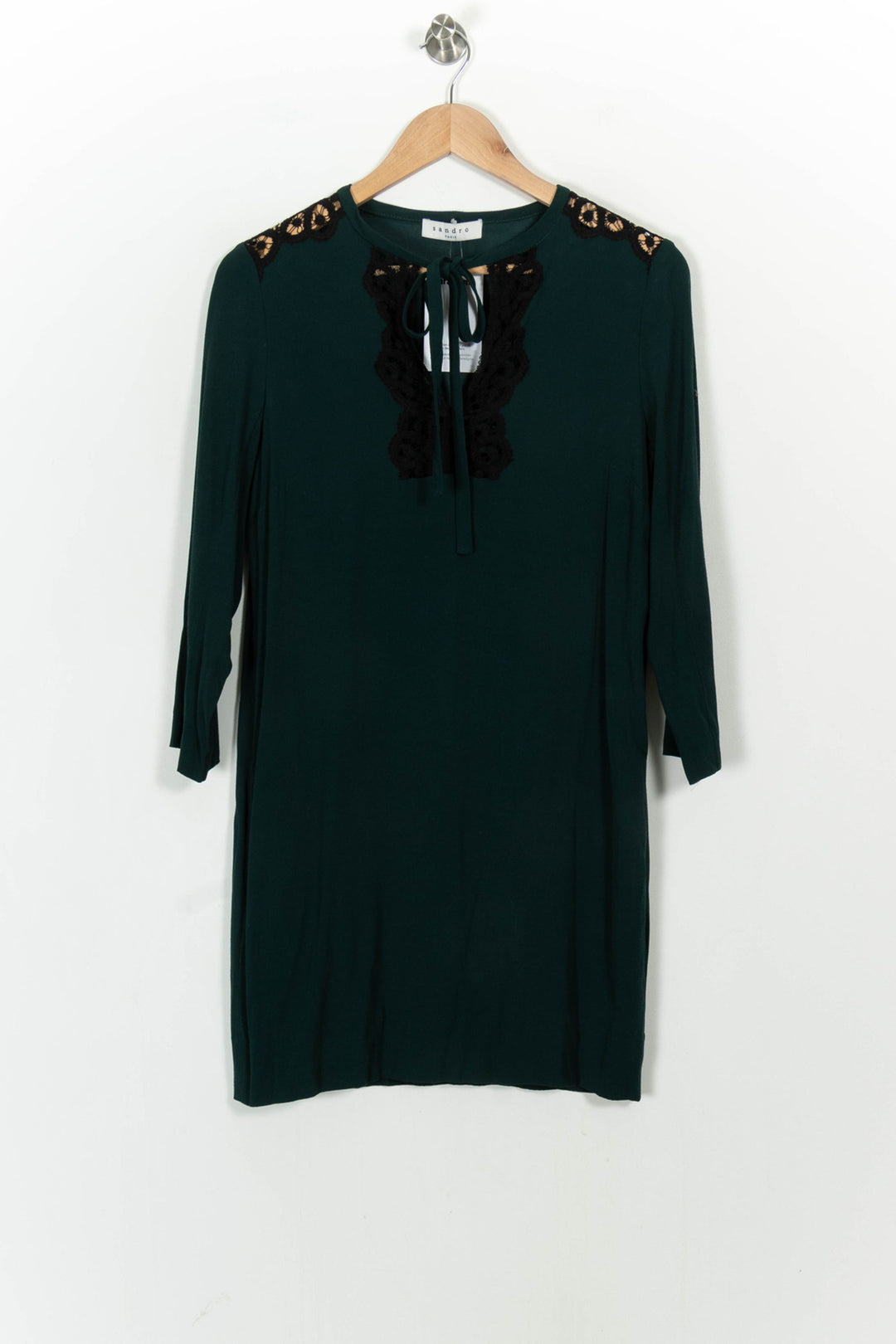 Robe Courte Verte et Noire - Taille S/36 de la marque Sandro | PARAD104695 - Vendu par Paradigme - Image 2