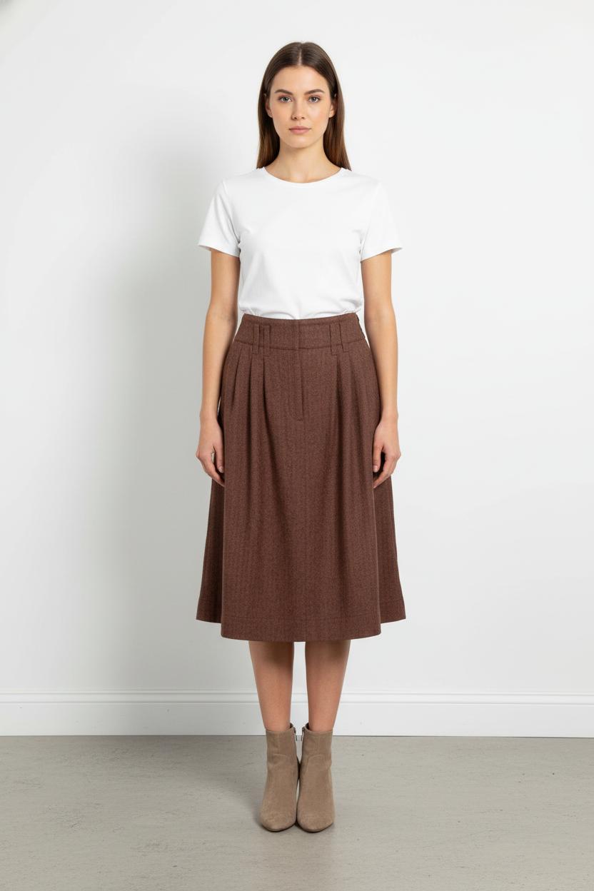 Jupe Midi Bordeaux - Taille M/38 de la marque Sessùn | PARAD104698 - Vendu par Paradigme - Image 1