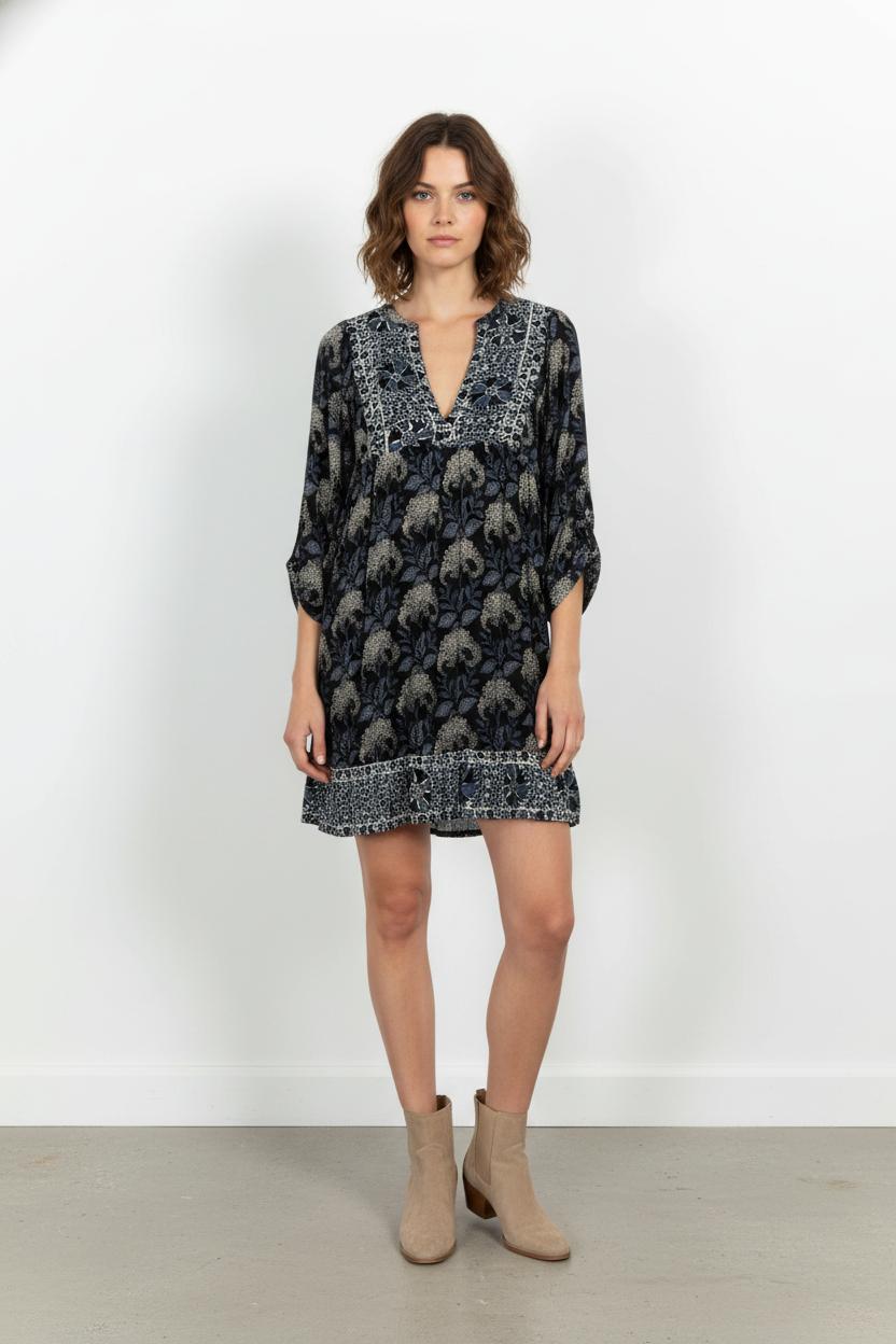 Robe Courte Bleue et Beige - Taille XS/34 de la marque ba&sh | PARAD104703 - Vendu par Paradigme - Image 1