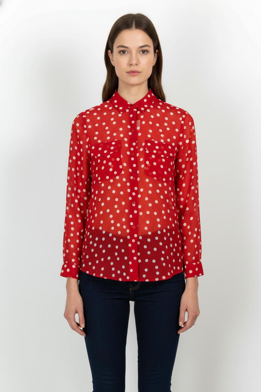 Chemise Rouge et Blanche - Taille XS/34 de la marque The Kooples | PARAD104717 - Vendu par Paradigme - Image 1