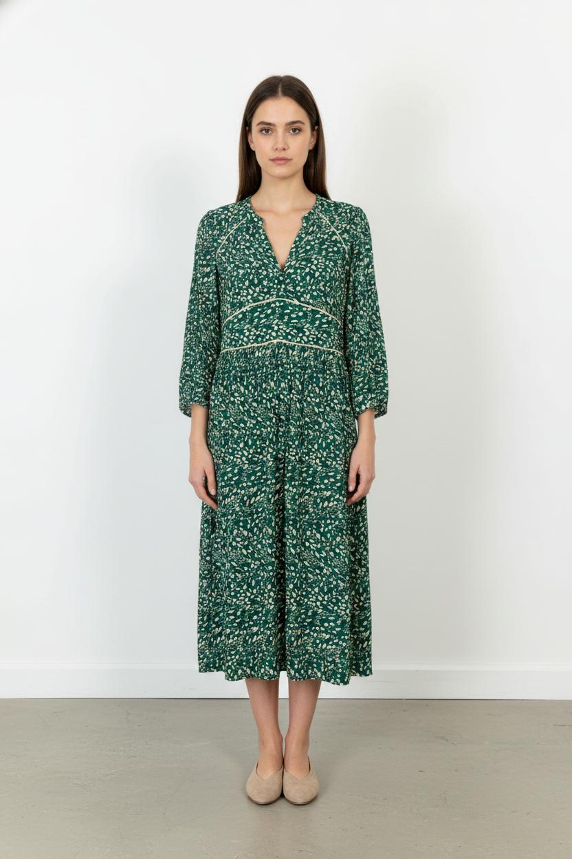 Robe Longue Verte et Blanche - Taille XS/34 de la marque ba&sh | PARAD104721 - Vendu par Paradigme - Image 1
