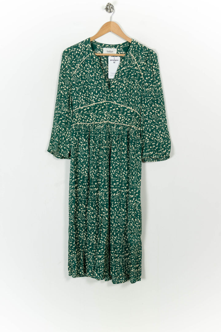 Robe Longue Verte et Blanche - Taille XS/34 de la marque ba&sh | PARAD104721 - Vendu par Paradigme - Image 2