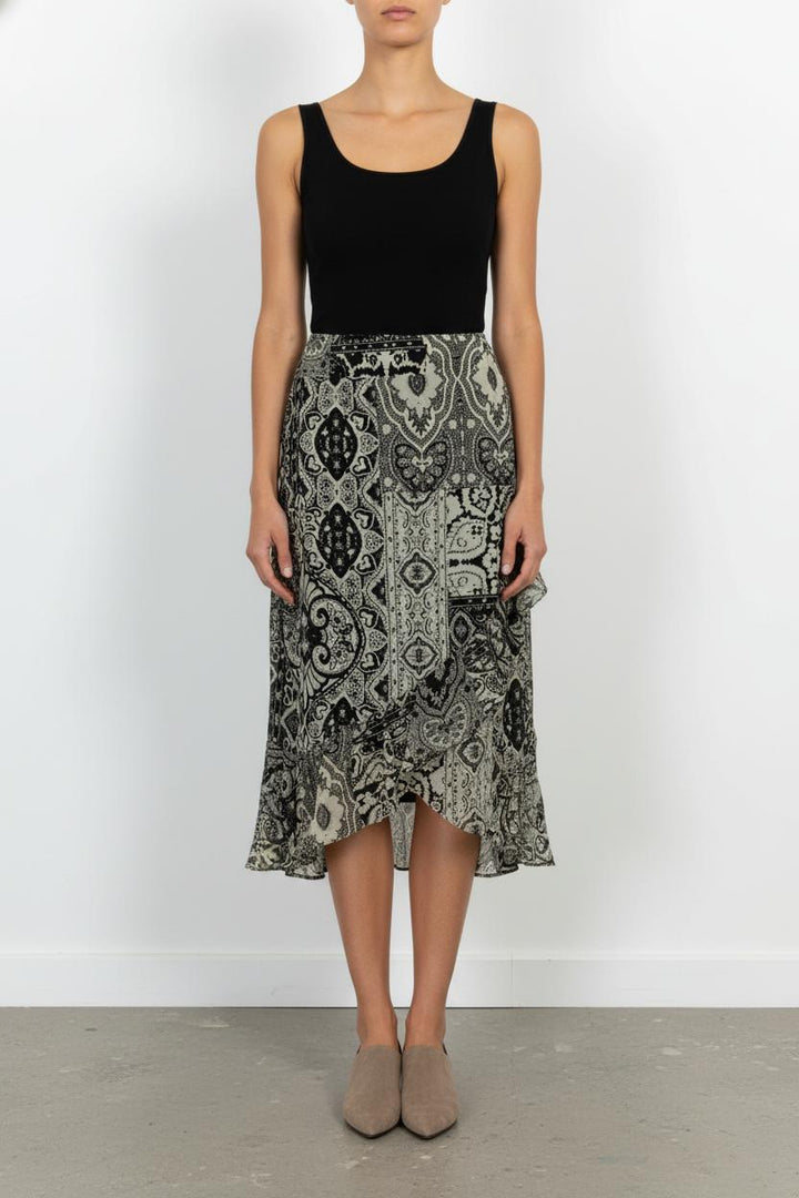 Jupe Midi Noire et Grise - Taille L/40 de la marque IKKS | PARAD104757 - Vendu par Paradigme - Image 1