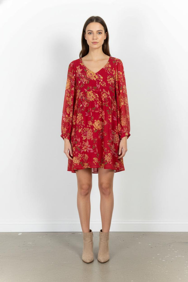 Robe Fleurie Rouge et Jaune - Taille XL/42 de la marque Grace & Mila | PARAD104759 - Vendu par Paradigme - Image 1