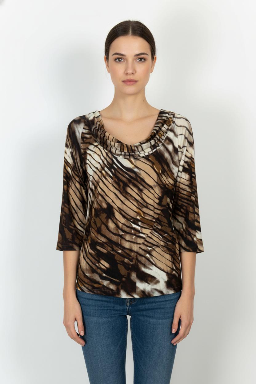Blouse Marron et Beige - Taille XL/42 de la marque Marina Rinaldi | PARAD104769 - Vendu par Paradigme - Image 1