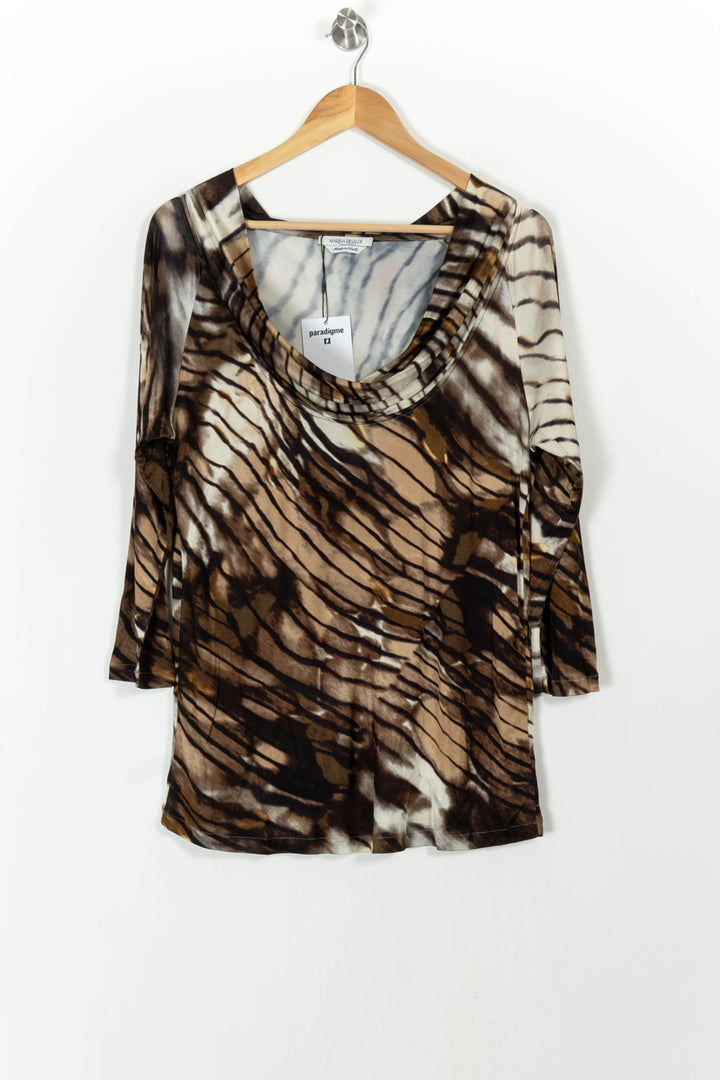 Blouse Marron et Beige - Taille XL/42 de la marque Marina Rinaldi | PARAD104769 - Vendu par Paradigme - Image 2