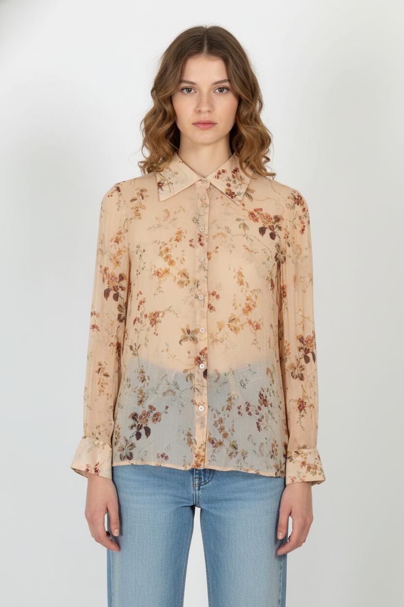 Chemise Fleurie Beige - Taille S/36 de la marque Pablo | PARAD104771 - Vendu par Paradigme - Image 1