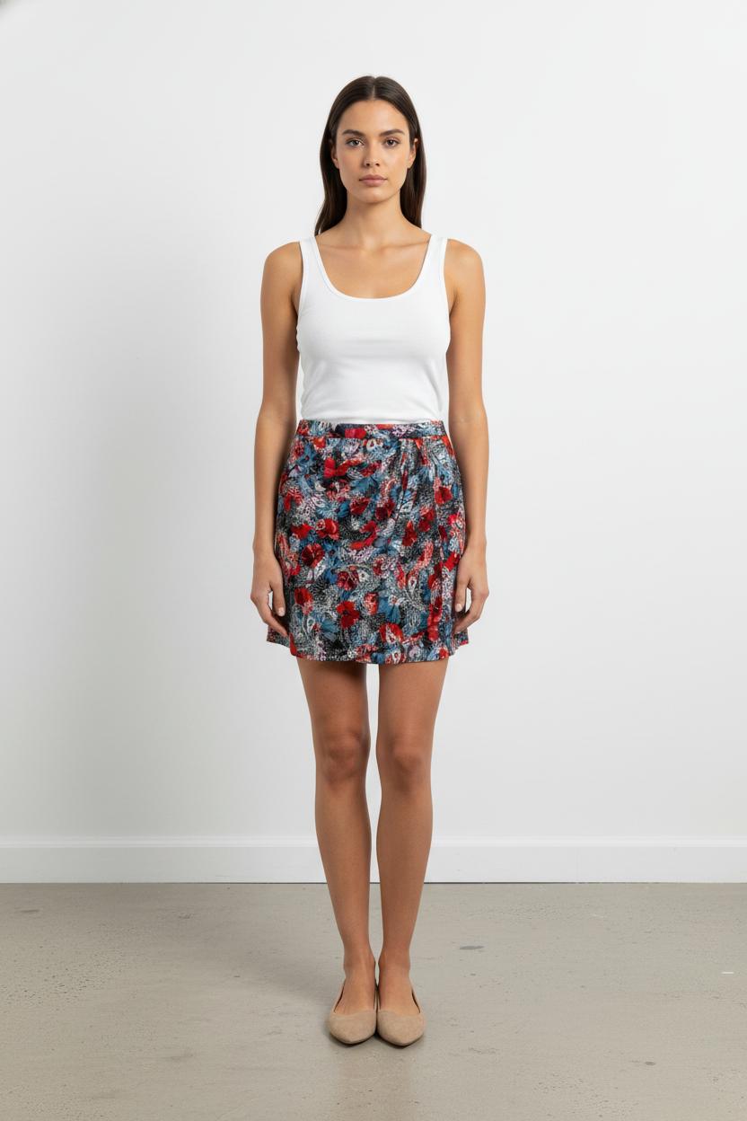 Jupe Courte Rouge et Bleue - Taille M/38 de la marque The Kooples | PARAD104775 - Vendu par Paradigme - Image 1