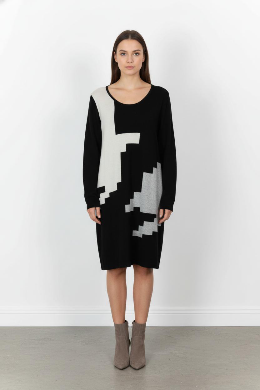 Robe Pull Noire et Grise - Taille XXXL/46 de la marque Marina Rinaldi | PARAD104782 - Vendu par Paradigme - Image 1