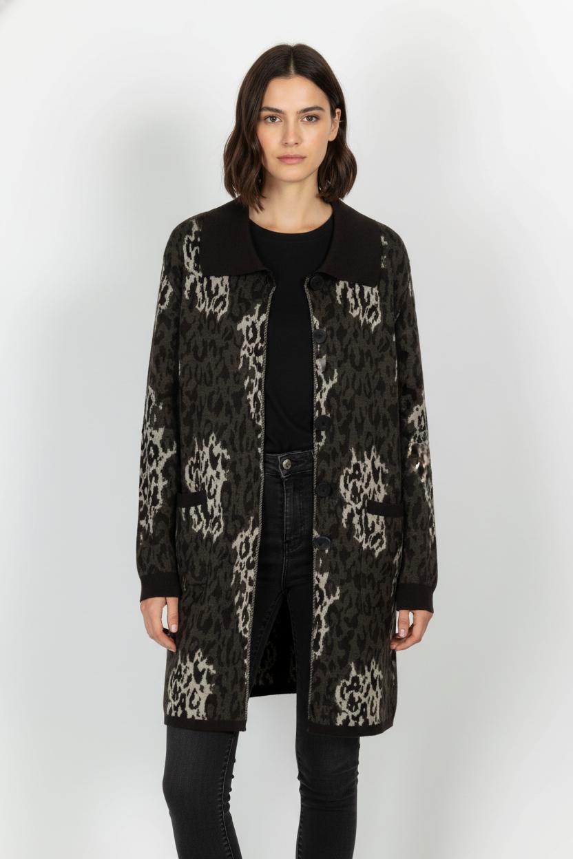 Cardigan Marron et Beige - Taille XL/42 de la marque Marina Rinaldi | PARAD104785 - Vendu par Paradigme - Image 1