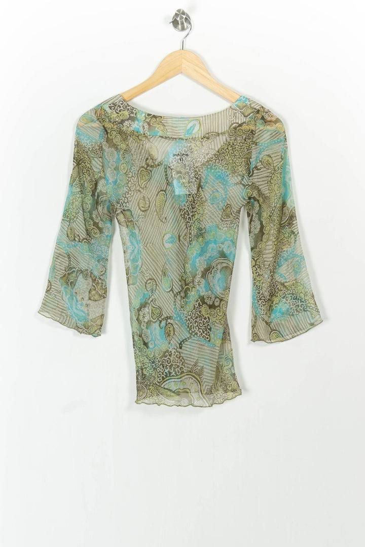 Blouse Verte et Bleue - Taille S/36 de la marque Caroll | PARAD104792 - Vendu par Paradigme - Image 4