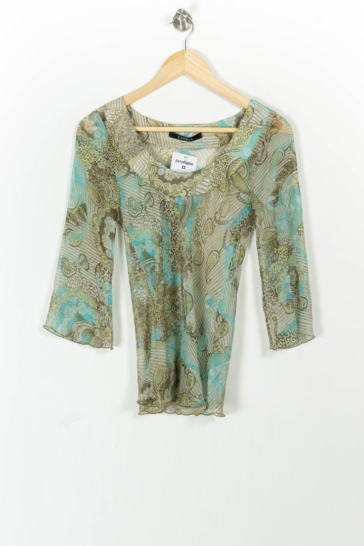 Blouse Verte et Bleue - Taille S/36 de la marque Caroll | PARAD104792 - Vendu par Paradigme - Image 2