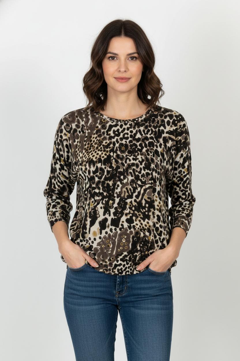 Tunique Marron et Beige - Taille XL/42 de la marque Marina Rinaldi | PARAD104797 - Vendu par Paradigme - Image 1