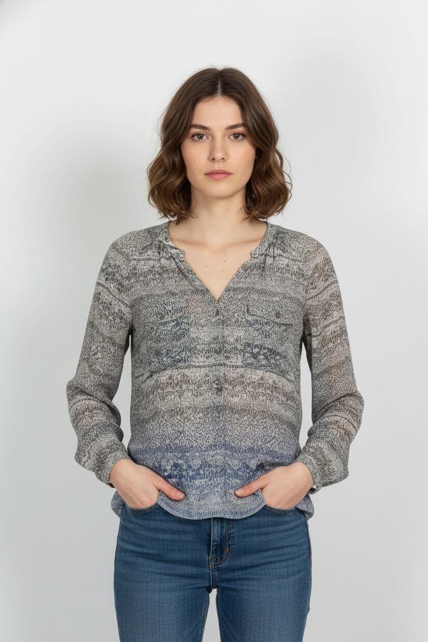 Blouse Grise et Bleue - Taille M/38 de la marque Comptoir des Cotonniers | PARAD104814 - Vendu par Paradigme - Image 1