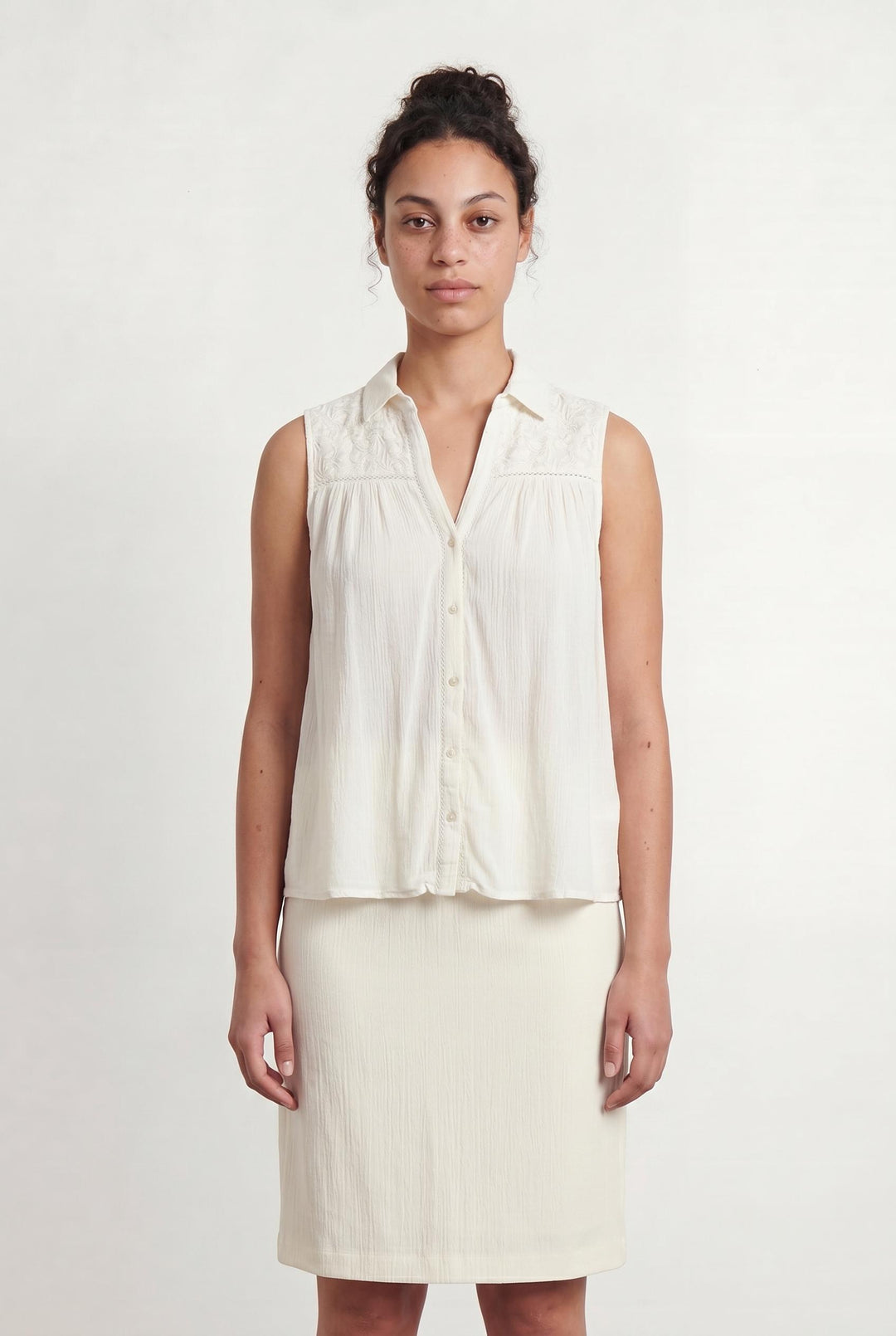 Chemisier Sans Manches Blanc - Taille L/40 de la marque Sud express | PARAD104819 - Vendu par Paradigme - Image 1