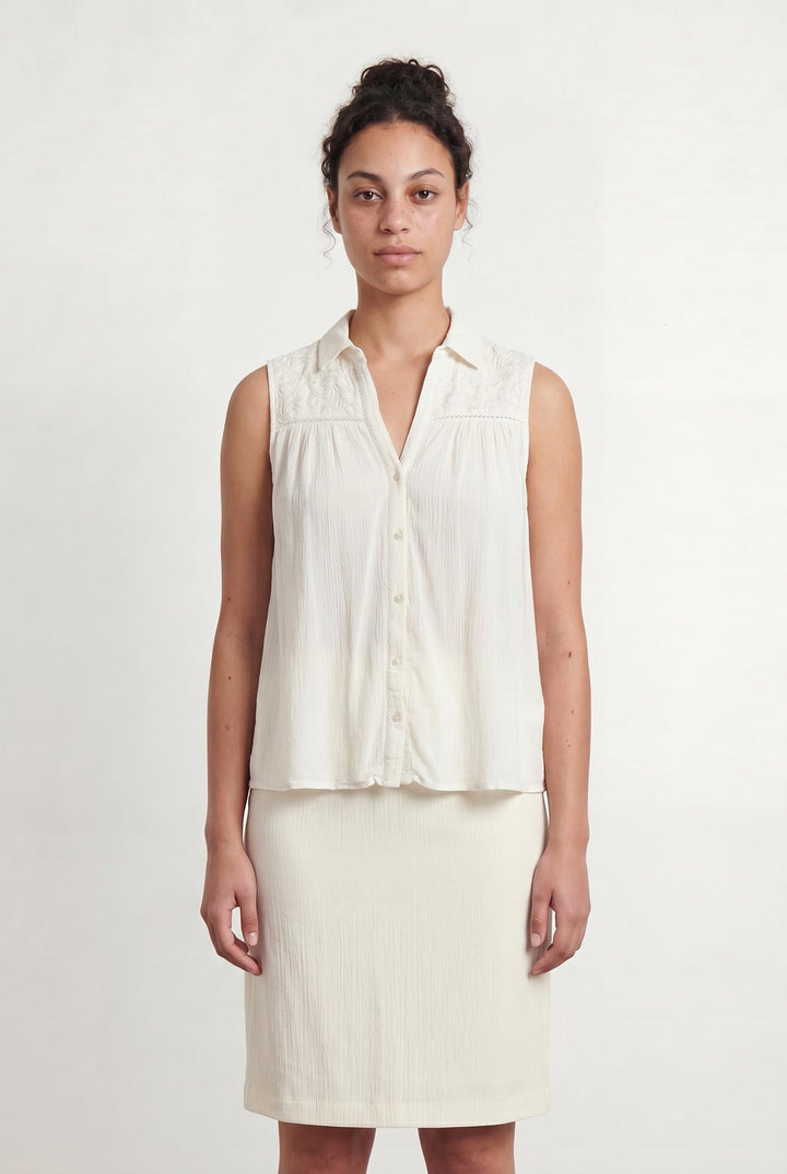 Chemisier Sans Manches Blanc - Taille L/40 de la marque Sud express | PARAD104819 - Vendu par Paradigme - Image 1